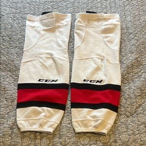 CCM JUNIOR White and Red Striped Hockey Socks